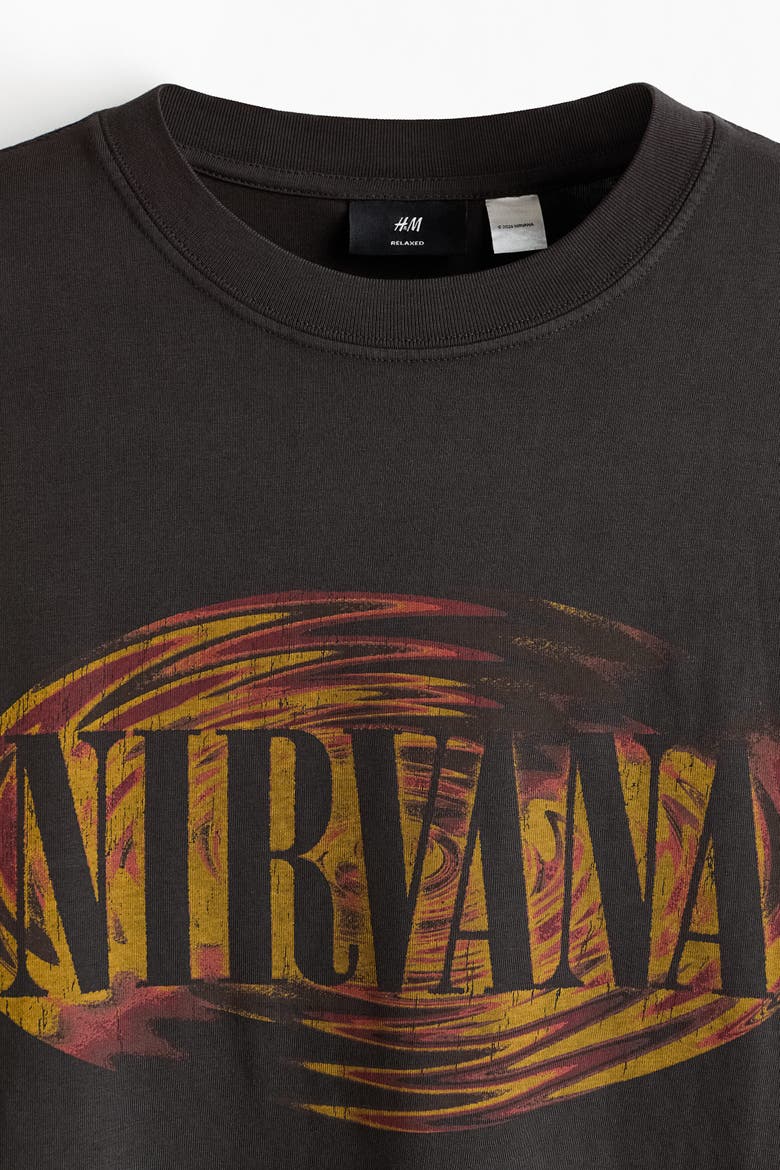 Relaxed-Fit Printed Cotton T-Shirt, Alternate, color, Washed black/Nirvana