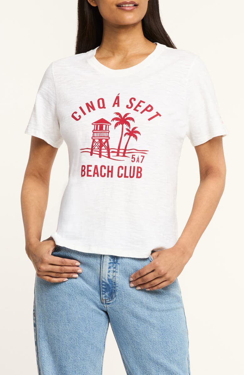Cinq à Sept Beach Club Cotton Graphic T-Shirt, Main, color, 