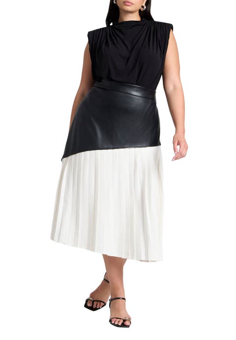 Mixed Media Pleated Skirt (Plus)