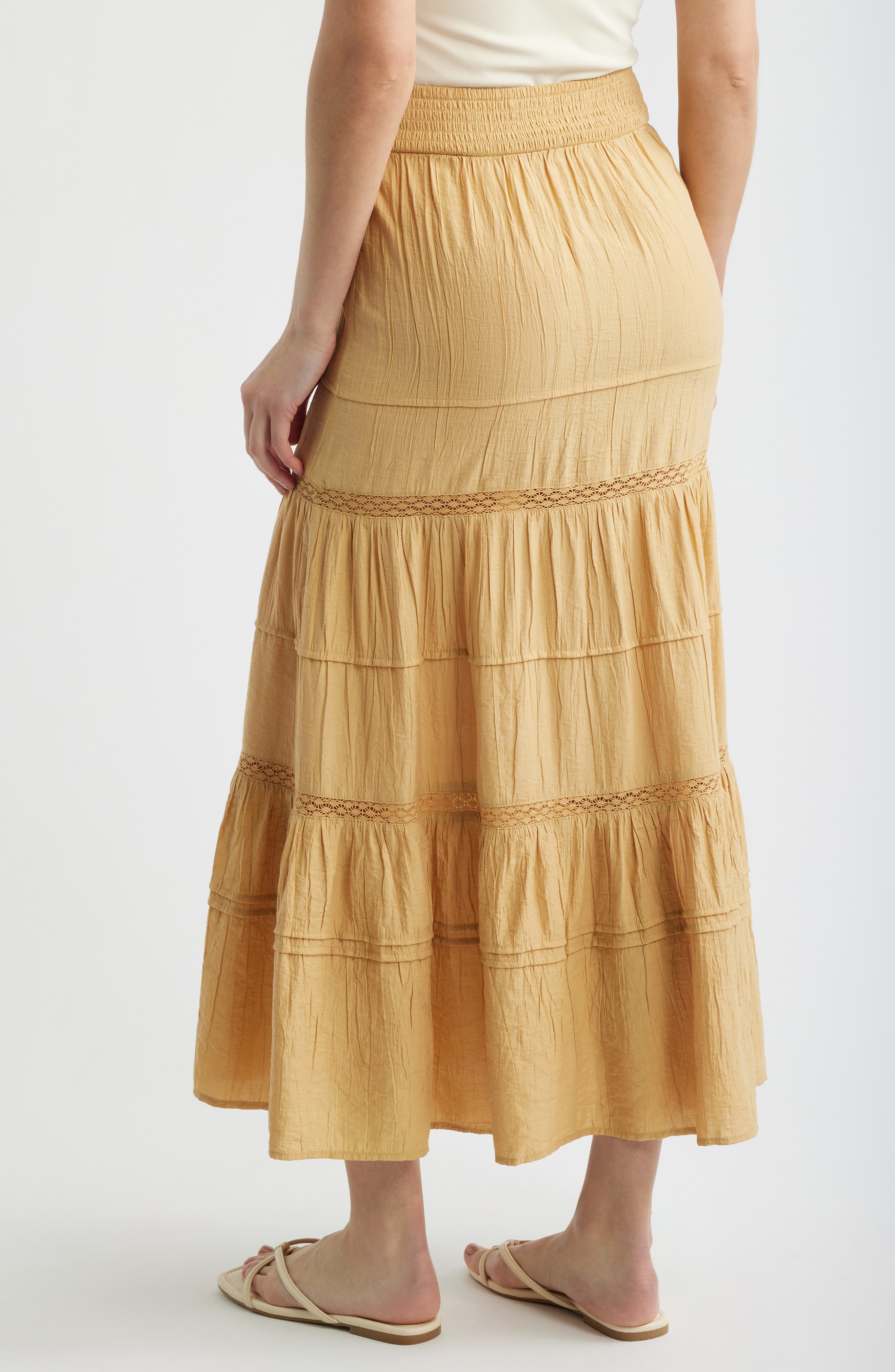 Lace Trim Tiered Maxi Skirt - image 2