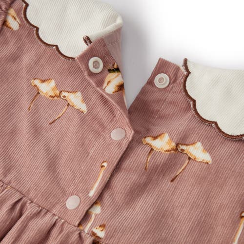 Milkbarn Organic Corduroy Long Sleeve Collared Dress In Brown