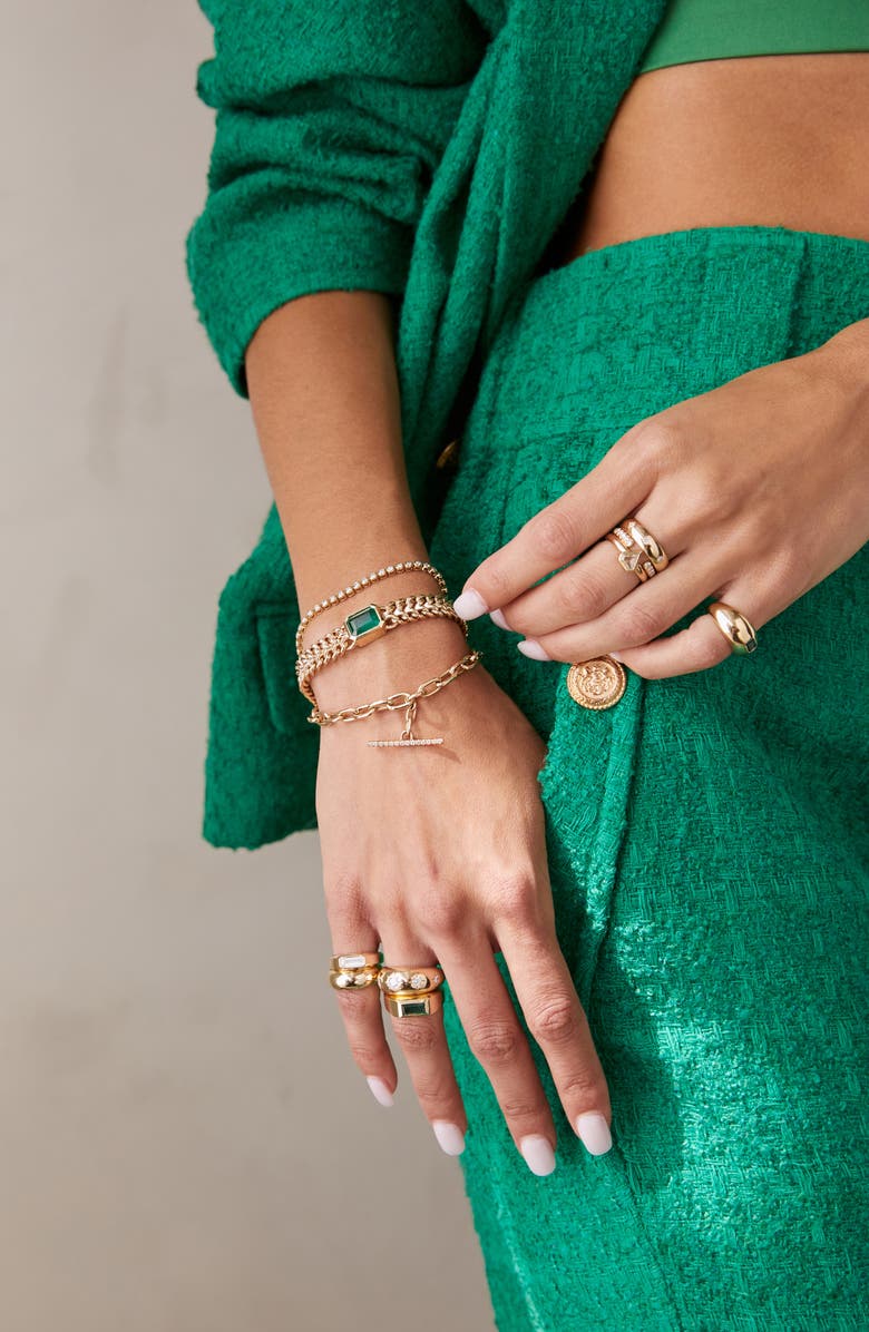 Zoë Chicco One of a Kind Emerald Set in a Bismark Chain Bracelet, Alternate, color, 