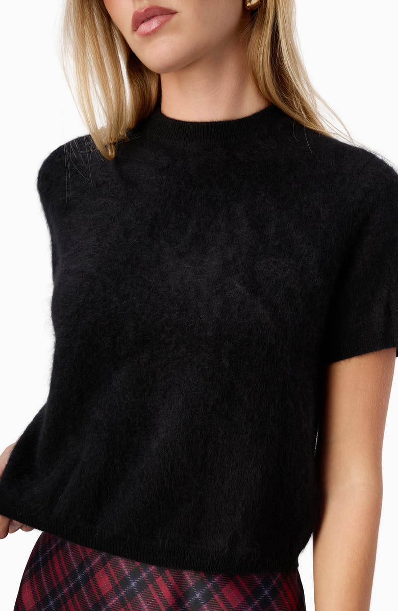 CAMI NYC Eugeny Short Sleeve Cashmere Sweater, Alternate, color, Black