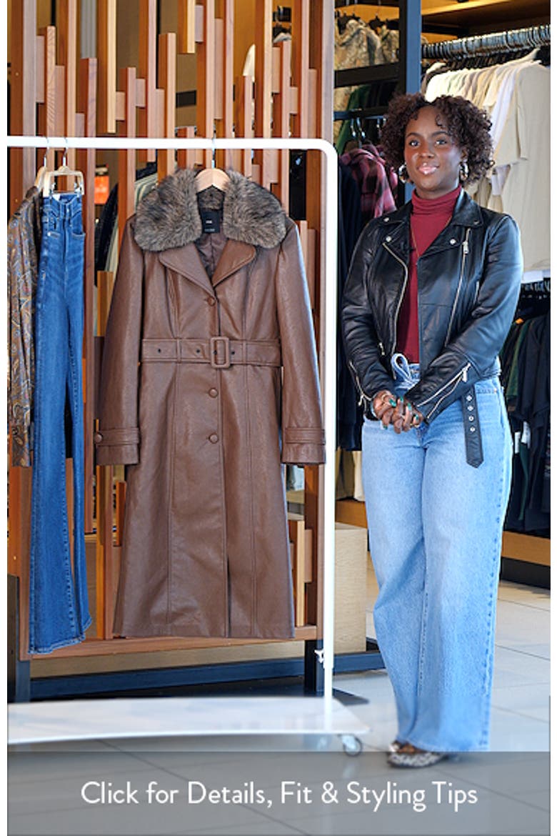 Fernanda Faux Leather Belted Coat with Removable Faux Fur Trim video