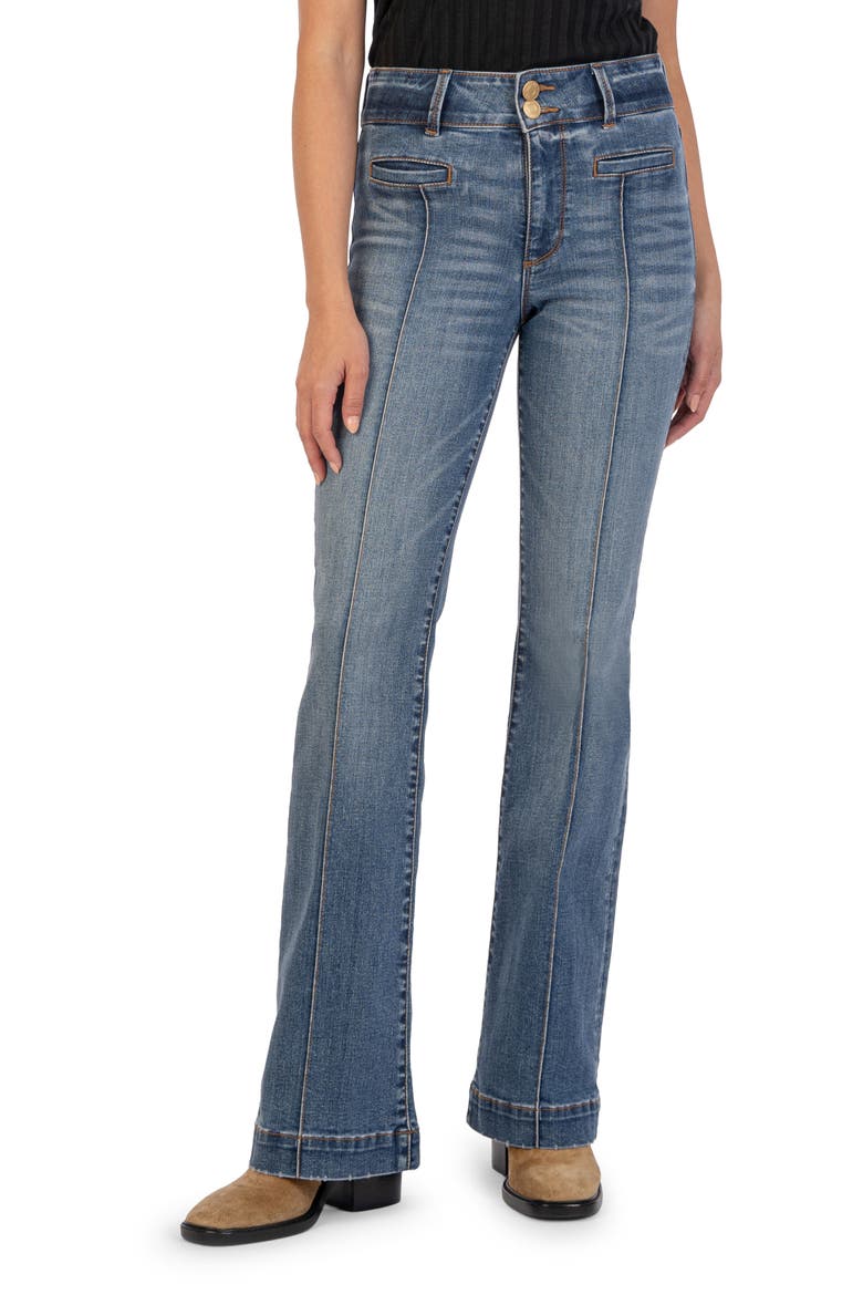 Ana Seamed Welt Pocket High Waist Flare Jeans, Main, color, CUSTOM