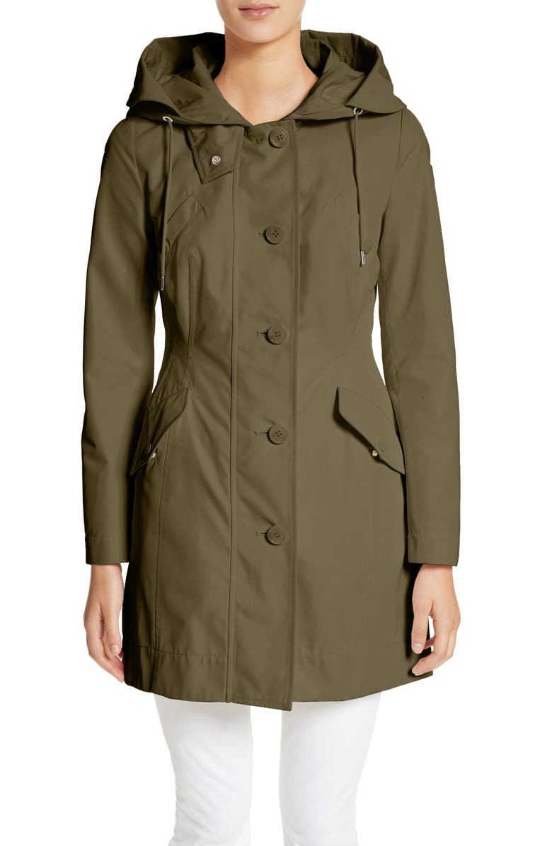 Moncler Audrey Water Resistant Hooded Raincoat, Main, color,