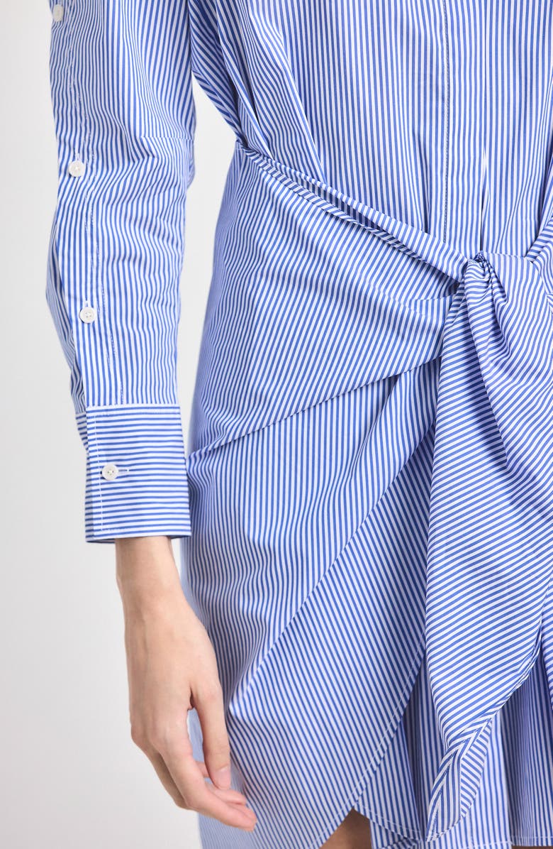 Derek Lam 10 Crosby Stripe Long Sleeve Tie Waist Shirtdress, Alternate, color, Blue/ White