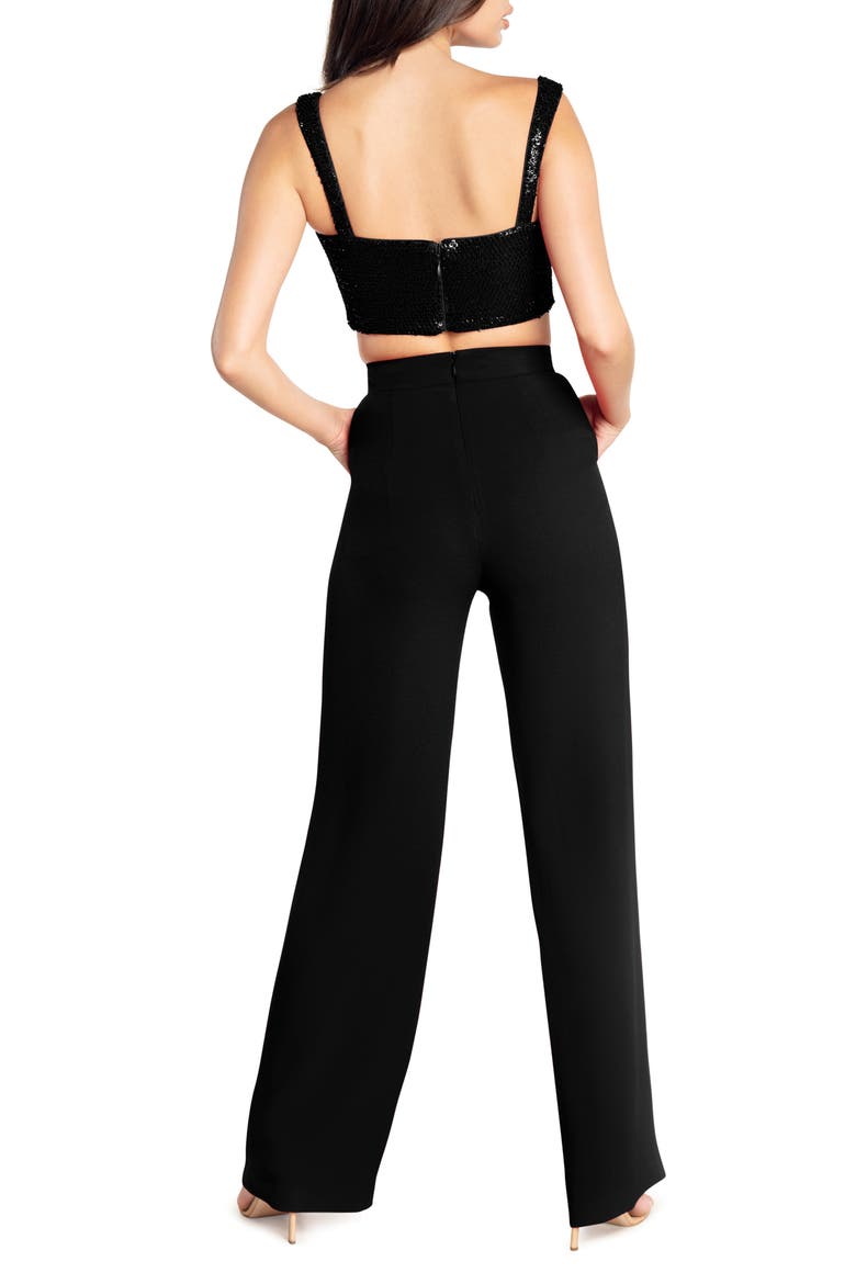Olivia Sequin Crop Tank Top & Wide Leg Pants, Alternate, color, BLACK
