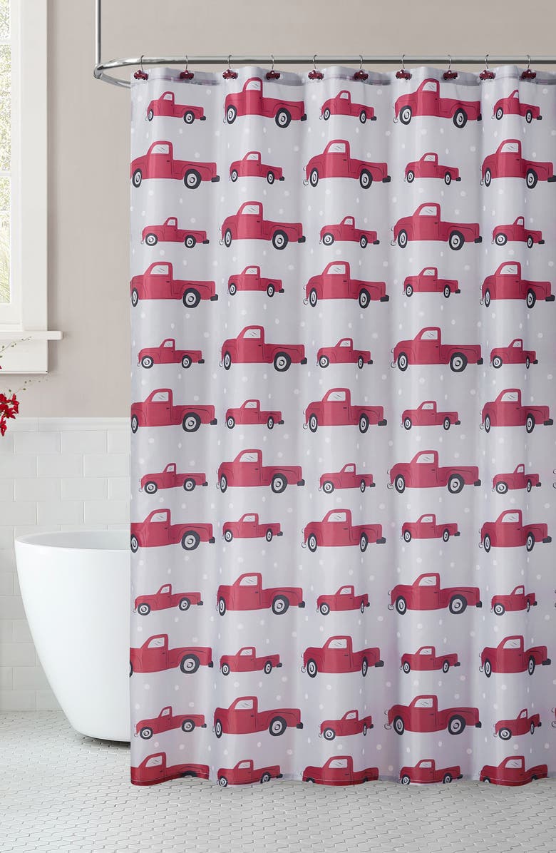 VCNY HOME Truck Shower Curtain & Hooks Set, Alternate, color, Red