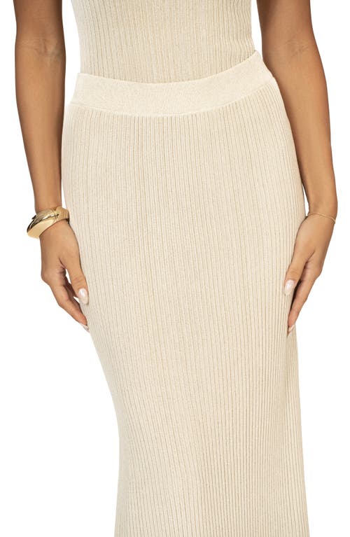 Jluxlabel Serena Metallic Rib Knit Camisole & Skirt Set In Beige