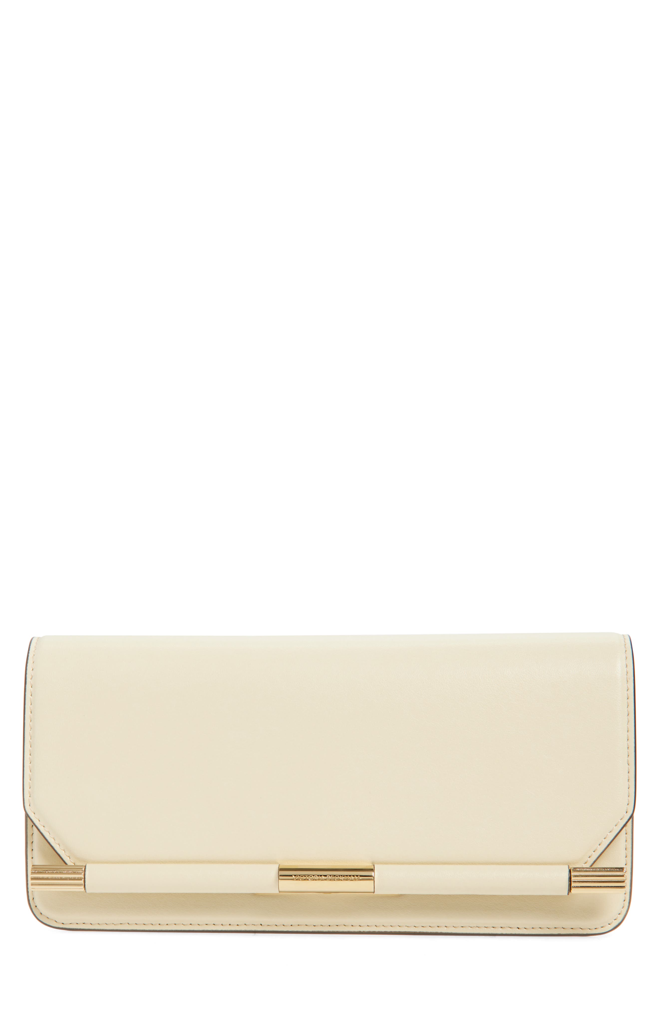 Victoria Beckham 202 Leather Clutch, Main, color, Ivory