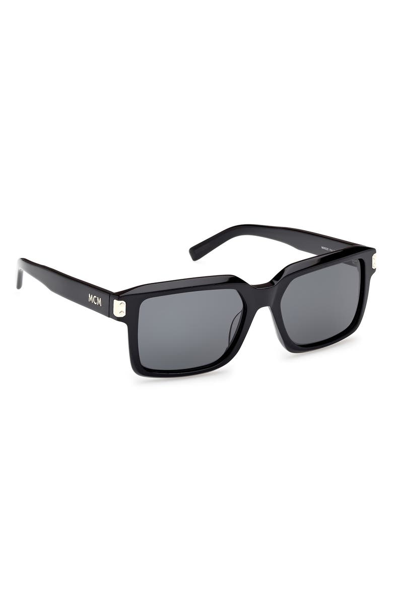 MCM 54mm Polarized Square Sunglasses, Alternate, color, Shiny Black / Smoke