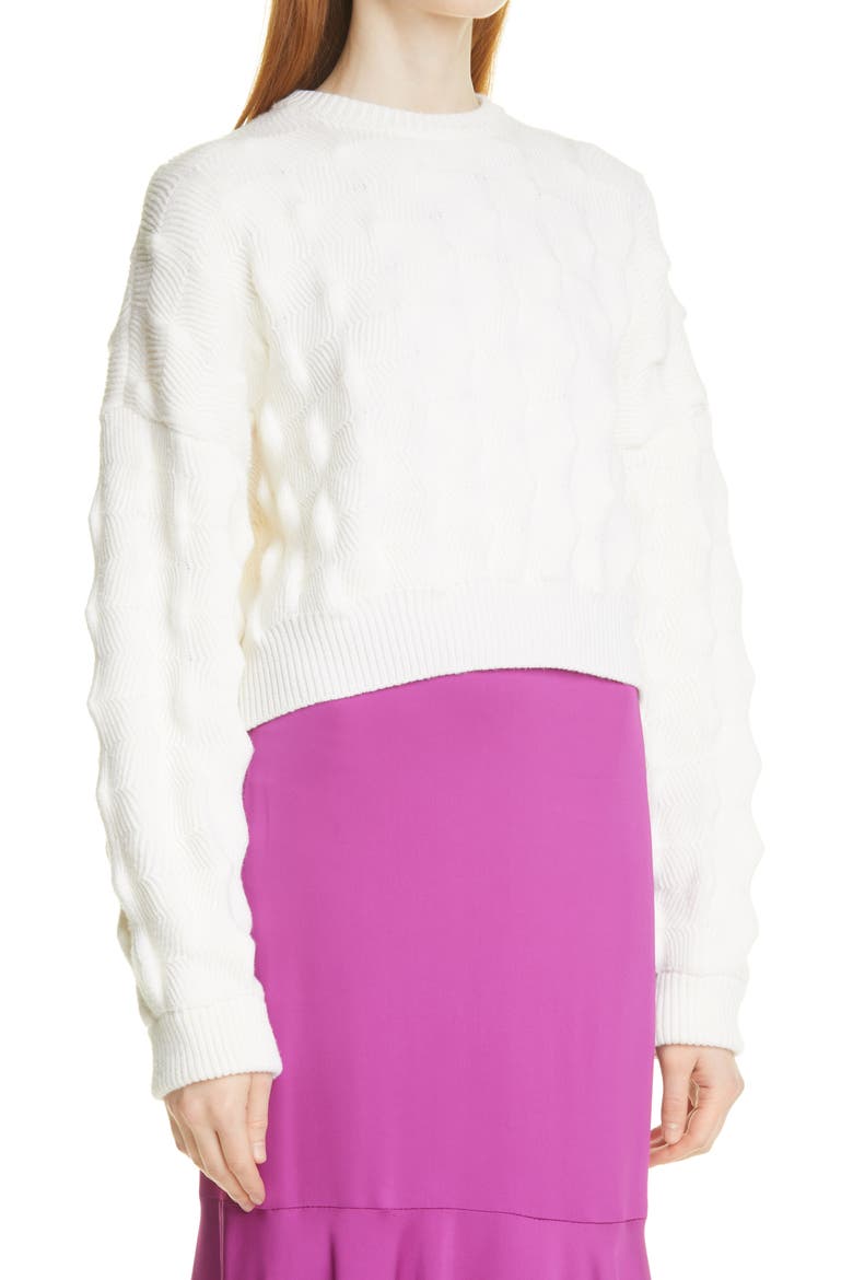 Popcorn Texture Crop Virgin Wool Sweater, Alternate, color, NATURAL