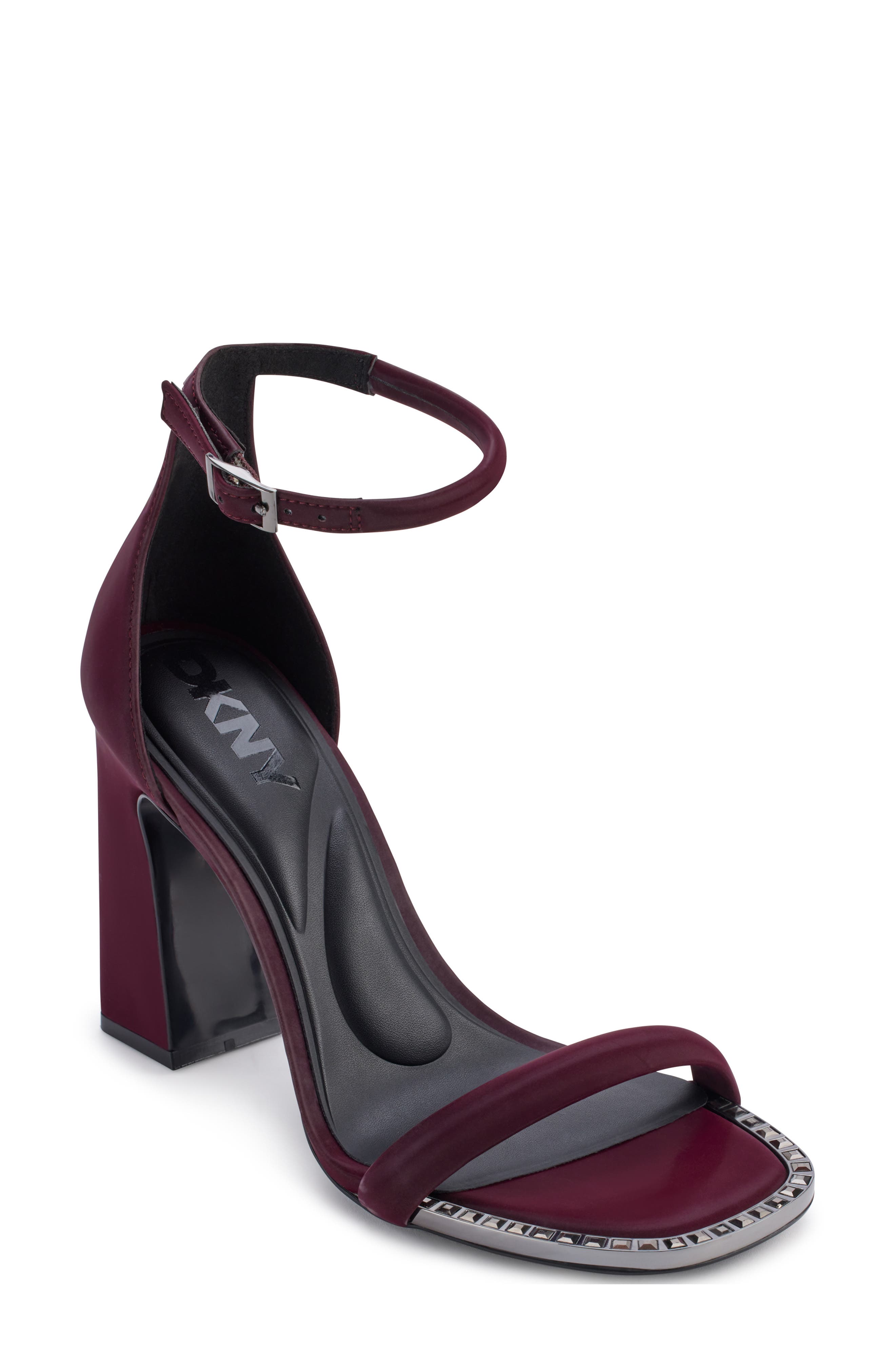 DKNY Waylin Ankle Strap Sandal, Main, color, Wine