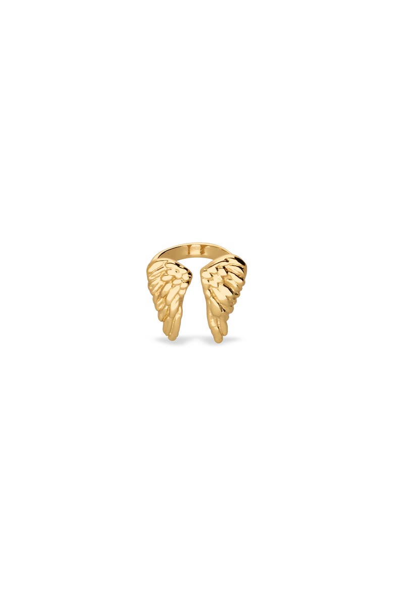 18K Gold-Plated Ring In The Shape Of Wings, Main, color, Gold