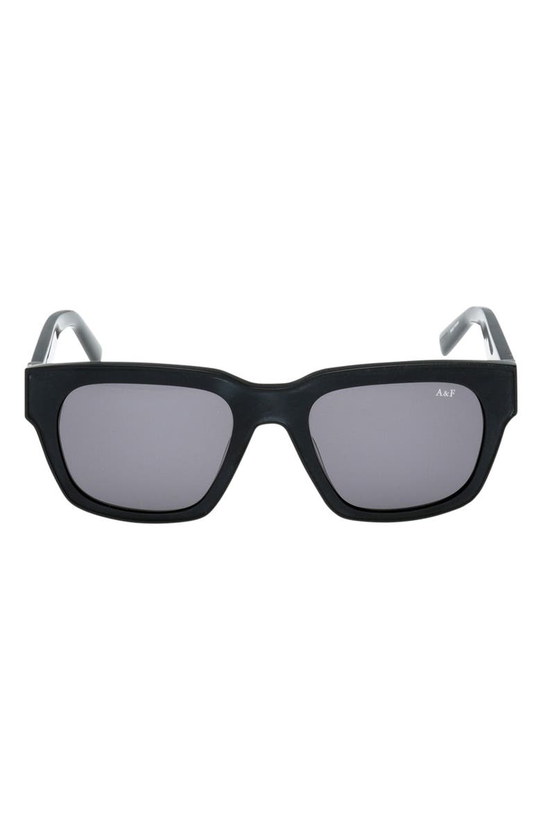 ABERCROMBIE & FITCH 52mm Square Sunglases, Main, color, Shiny Black / Smoke