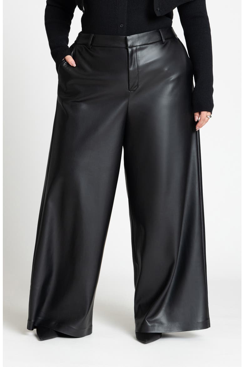 Wide Leg Faux Leather Pant, Main, color, BLACK ONYX
