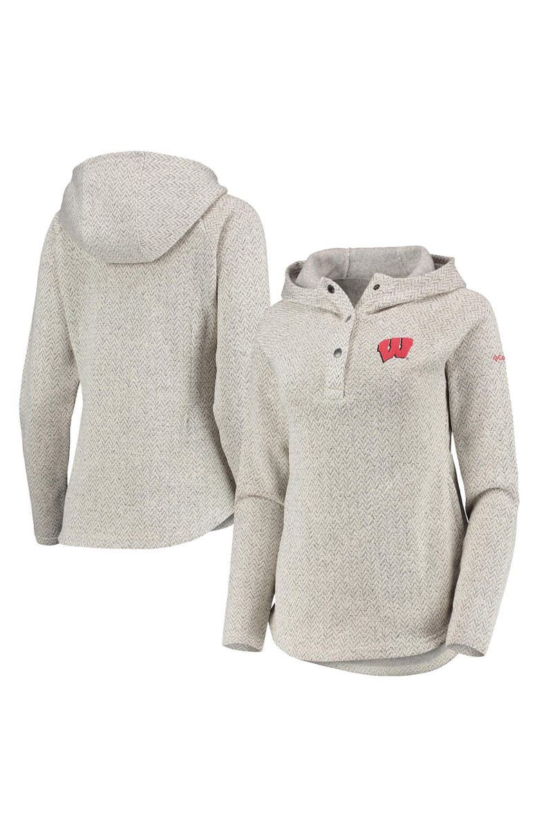 Columbia Women's Columbia Cream Wisconsin Badgers Darling Days Raglan Fleece Pullover Hoodie, Alternate, color,
