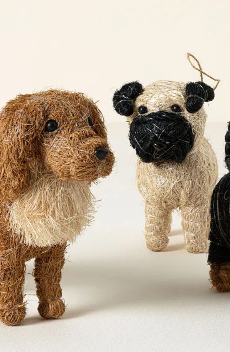 LIKHA Pug Handwoven Ornament, Alternate, color, Off White/ Black