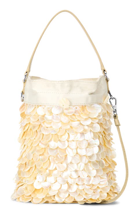 Mini Lila Pearl Paillette Bucket Bag