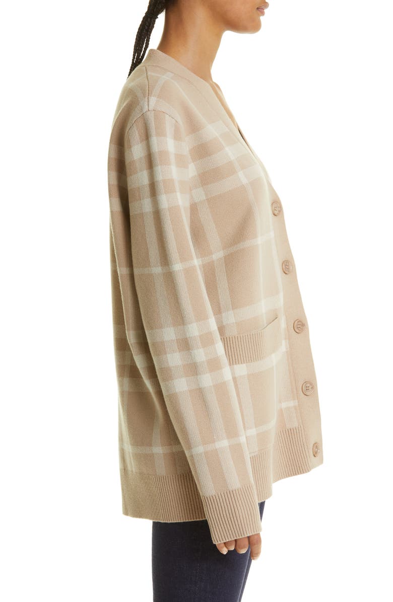 Burberry Willah Check Wool & Cashmere Cardigan, Alternate, color, 