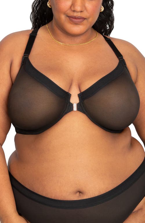 CURVY COUTURE CURVY COUTURE SHEER MESH FRONT CLASP RACERBACK UNDERWIRE BRA 