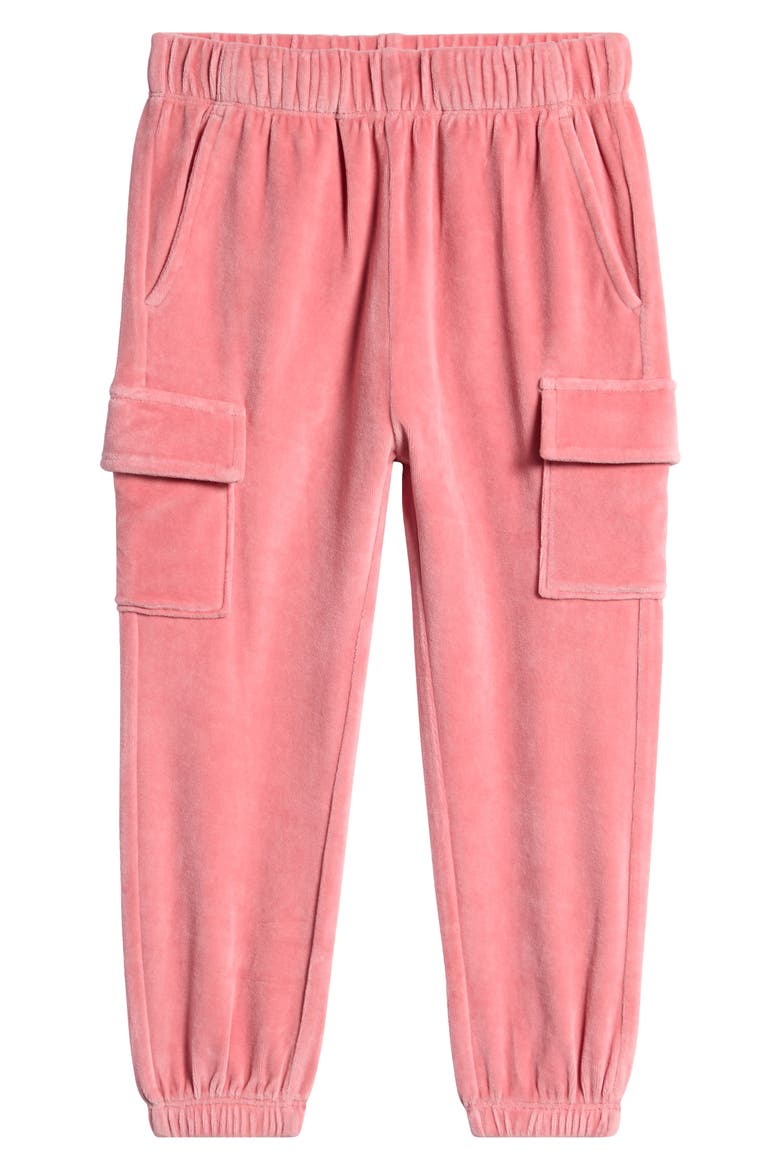 Kids' Velour Cargo Joggers, Main, color, PINK BEAUTY