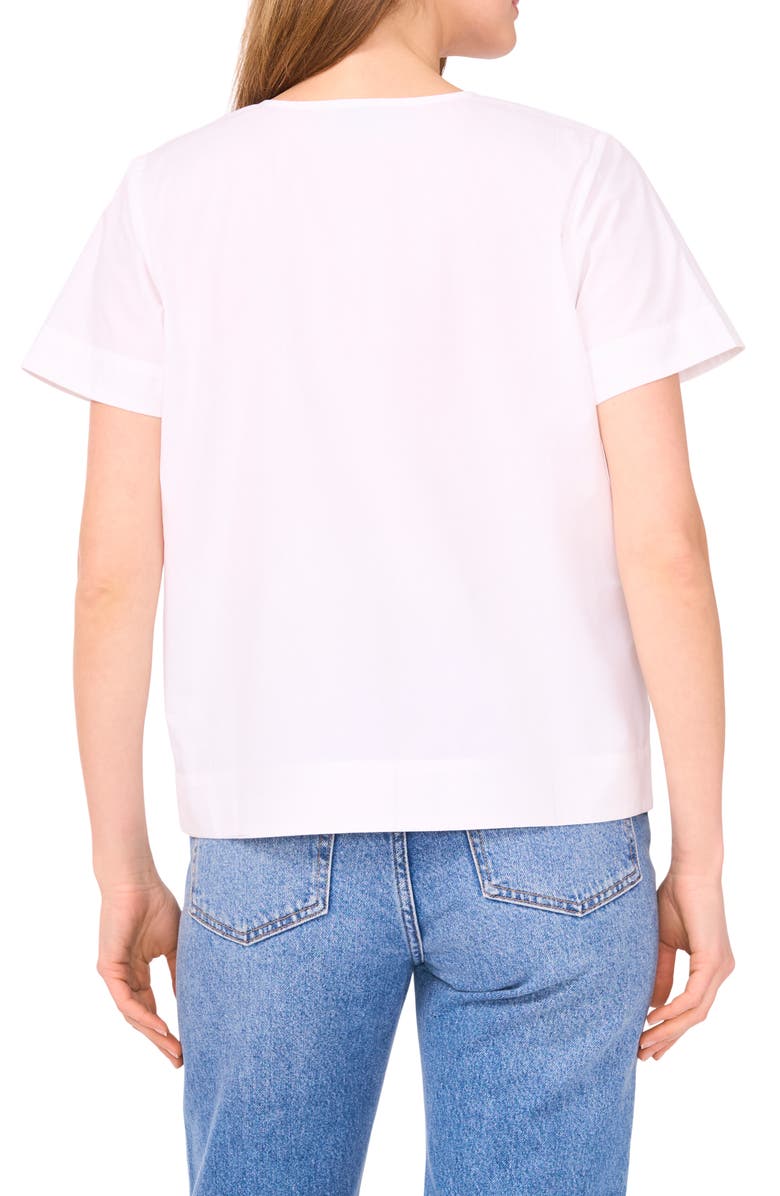 CeCe Eyelet Embroidered Tie Neck Cotton Top, Alternate, color, 