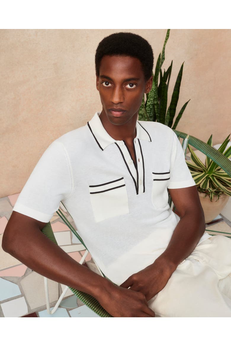 Keeling Tailored-Fit Polo Shirt, Alternate, color, White Sand/Black