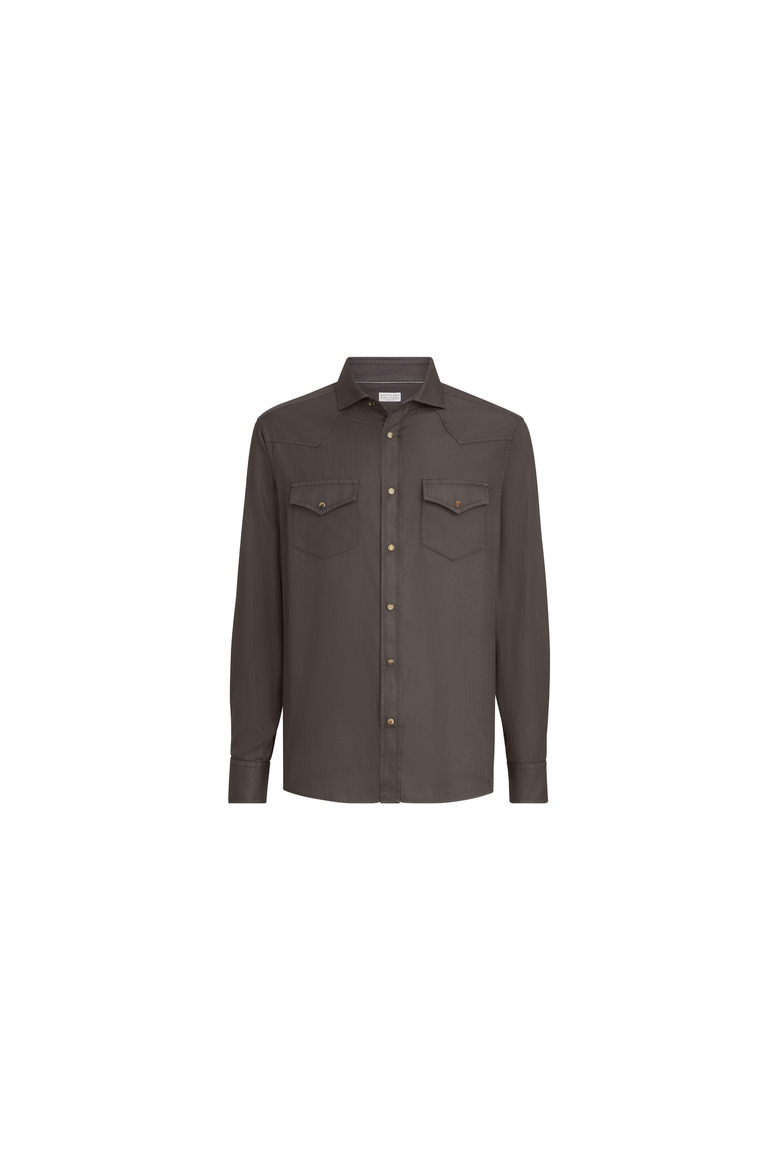 Garment-dyed chevron shirt, Alternate, color, Brown