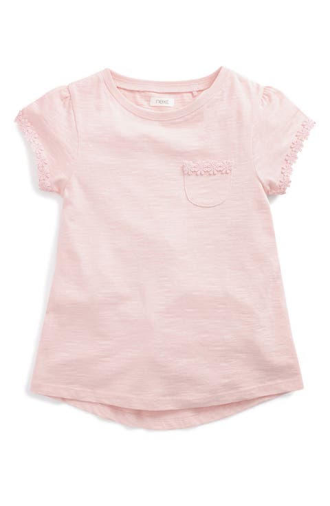 Kids' Daisy Embroidered Cotton Pocket T-Shirt (Little Kid)
