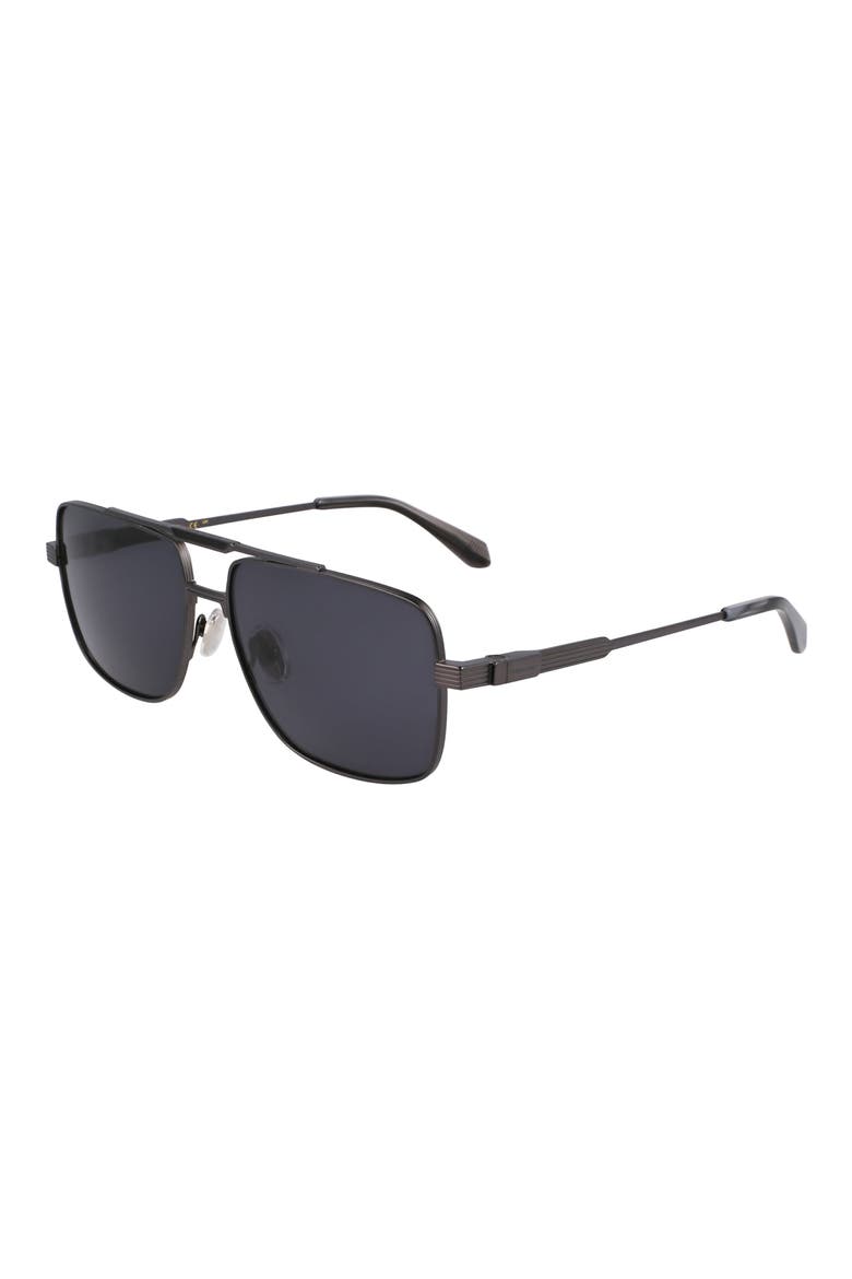 Gancini Prisma 60mm Navigator Sunglasses, Alternate, color, MATTE DARK GUNMETAL