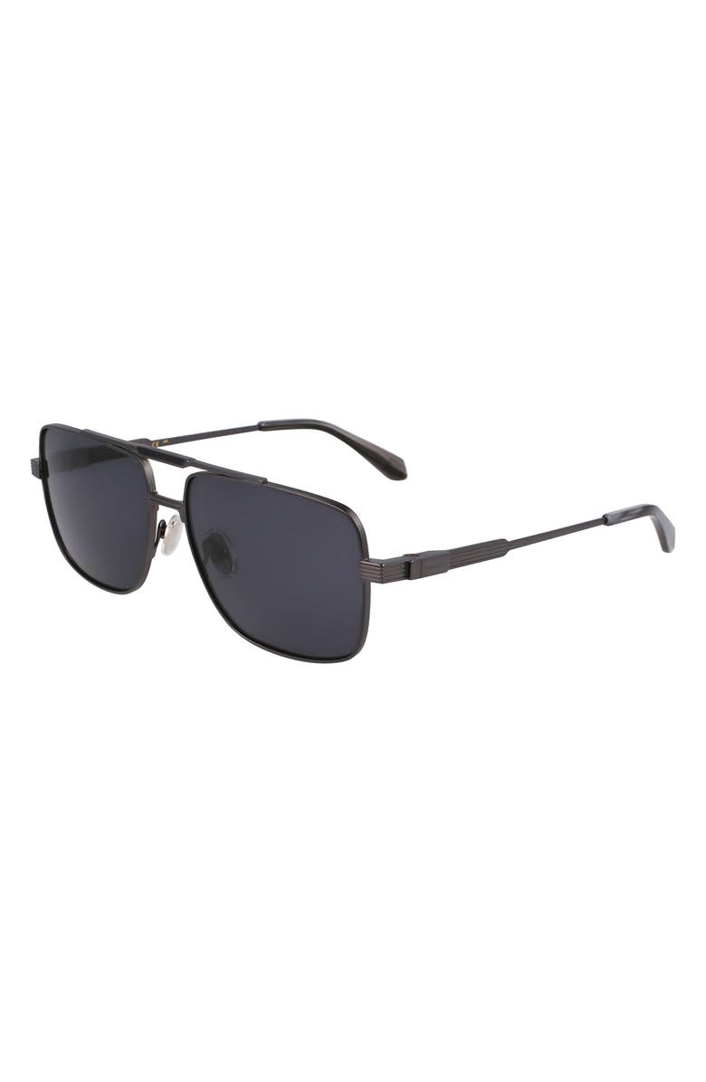 FERRAGAMO Gancini Prisma 60mm Navigator Sunglasses, Alternate, color, Matte Dark Gunmetal