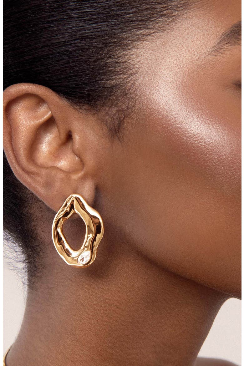 Liquid Metal Drop Earrings, Alternate, color, GOLD
