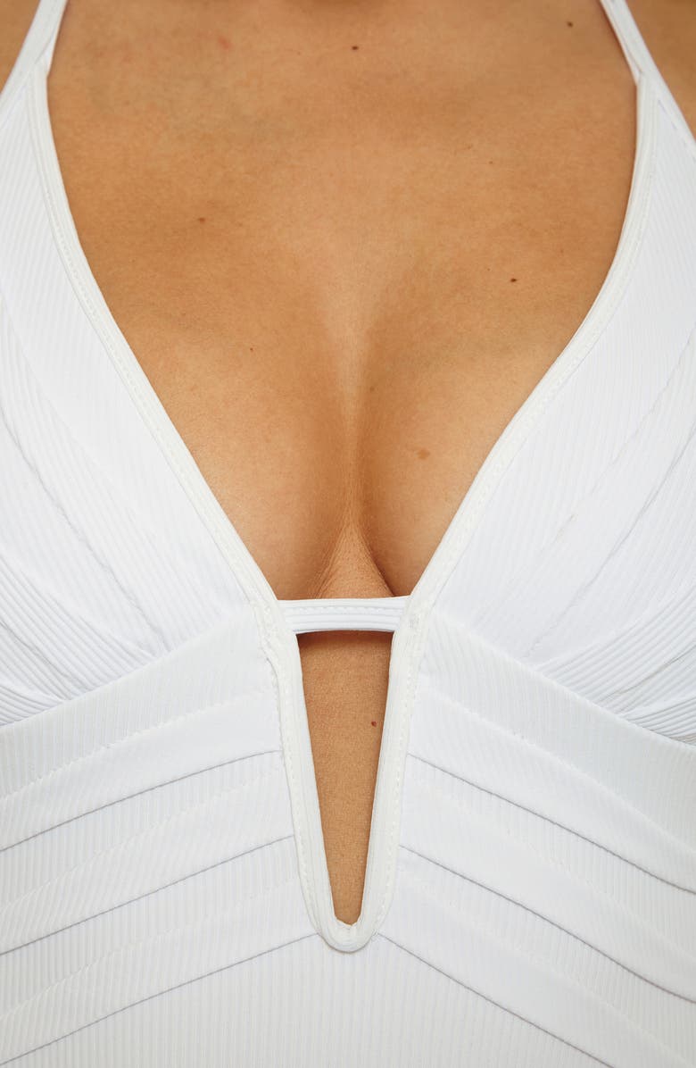 Becca Modern Edge Rib One-Piece Swimsuit, Alternate, color, 