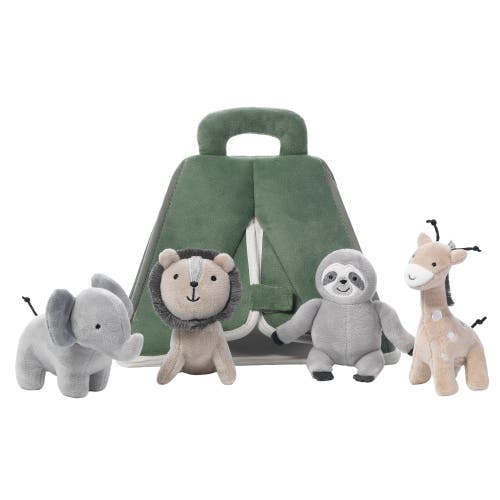 Lambs & Ivy Interactive Plush Safari/jungle Tent With Stuffed Animal Toys In Gray