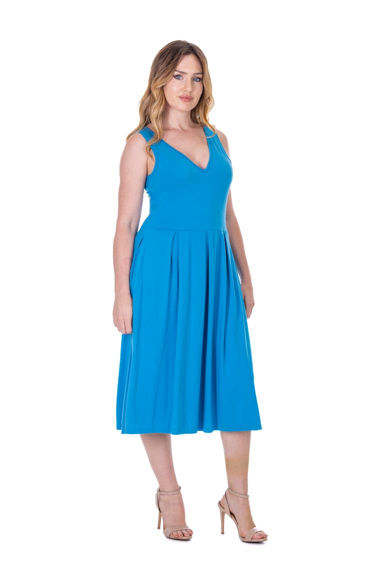 V-Neck Sleeveless Maxi Dress with Belt, Alternate, color, Turq