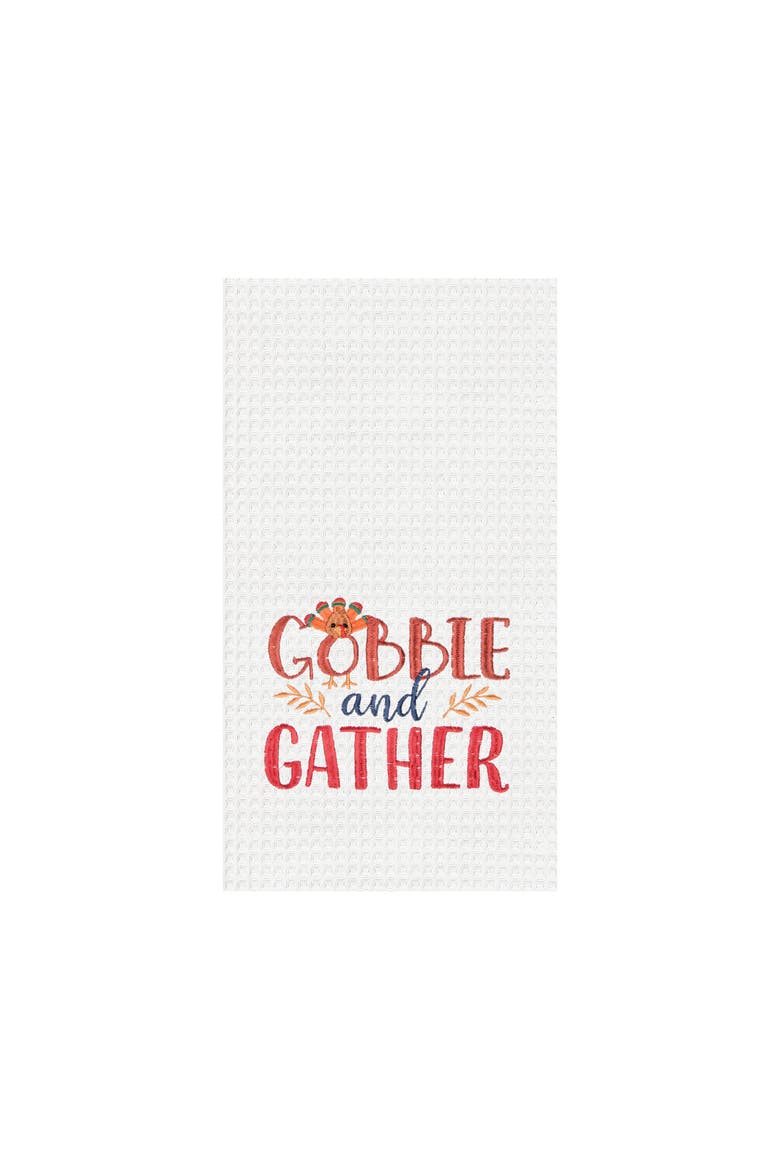 Gobble & Gather Embroidered & Waffle Weave Kitchen Dishtowel, Main, color, White