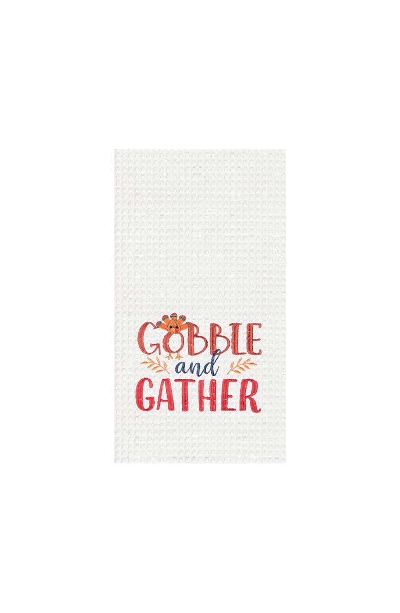 C&F Home Gobble & Gather Embroidered & Waffle Weave Kitchen Dishtowel, Main, color, White