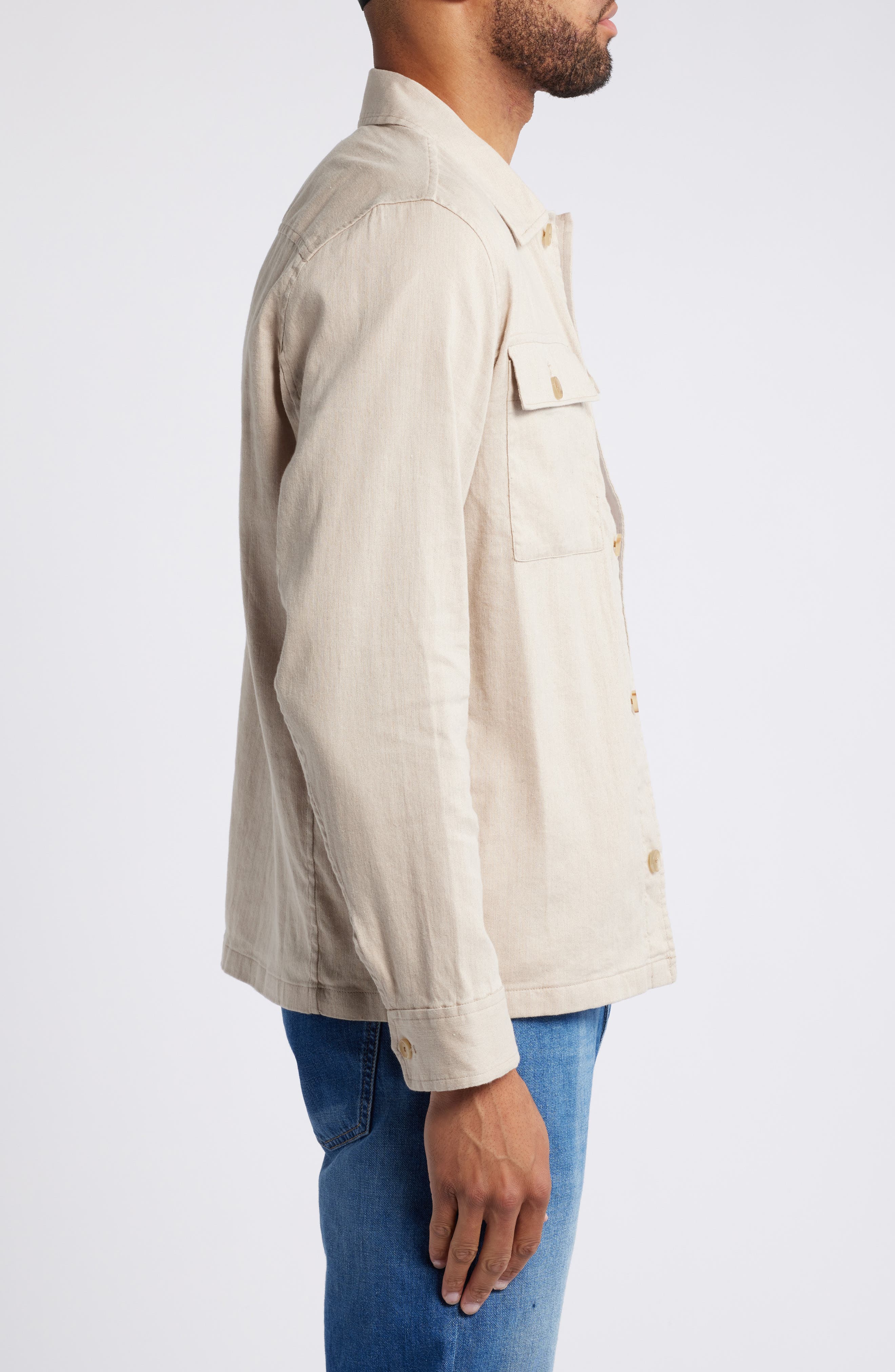 Faherty Movement Flex Linen & Cotton Button-Up Shirt Jacket | Nordstromrack