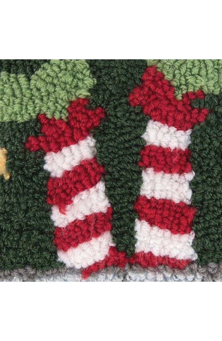 C&F Home Elf Legs in Chimney Hooked Small Petite Mini Christmas Accent Pillow 8" x 8", Alternate, color, Green