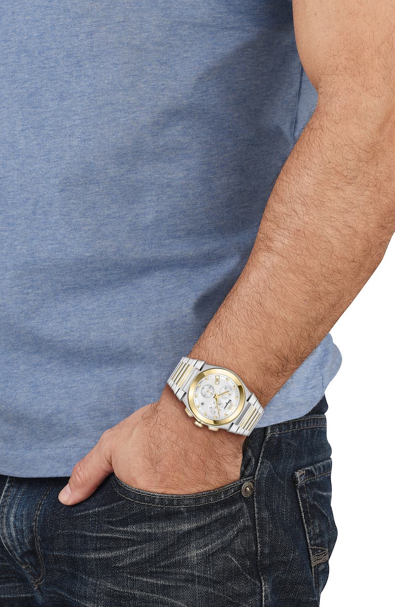 FERRAGAMO Vega Chronograph Swiss Quartz Bracelet Watch, 40mm, Alternate, color, White/ Two Tone