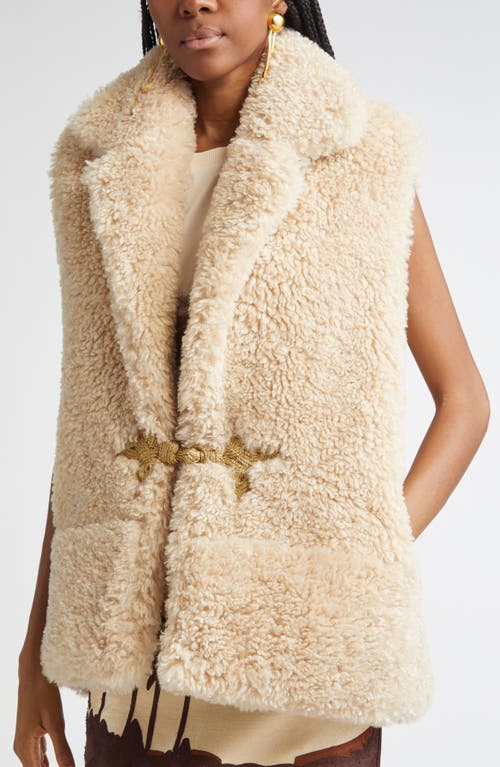 Johanna Ortiz Western Whimsy Genuine Shearling Vest In Neutral
