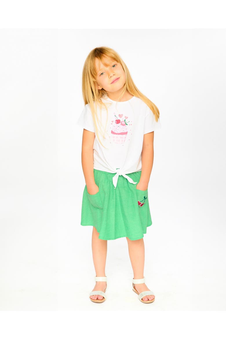 Organic Cotton Jersey Cupcake T-Shirt with Tie at Waist, Alternate, color, White