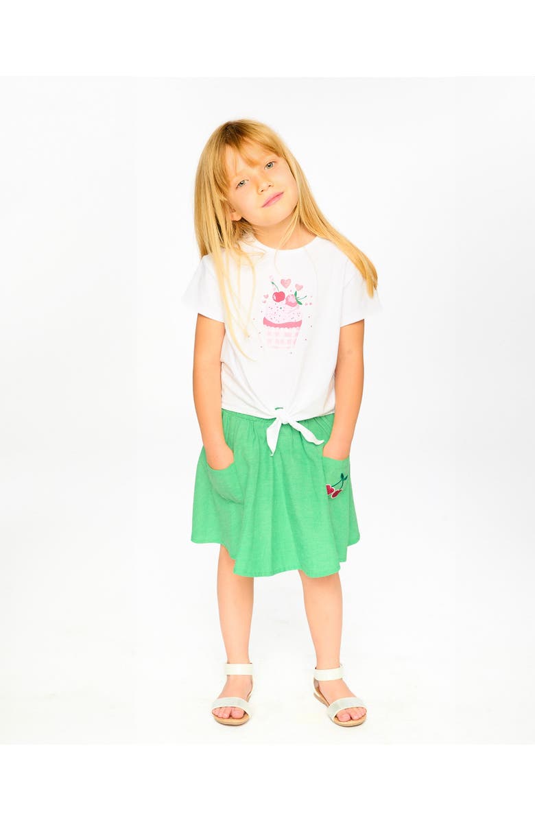 Deux par Deux Organic Cotton Embroidery Flared Skort, Alternate, color, Green