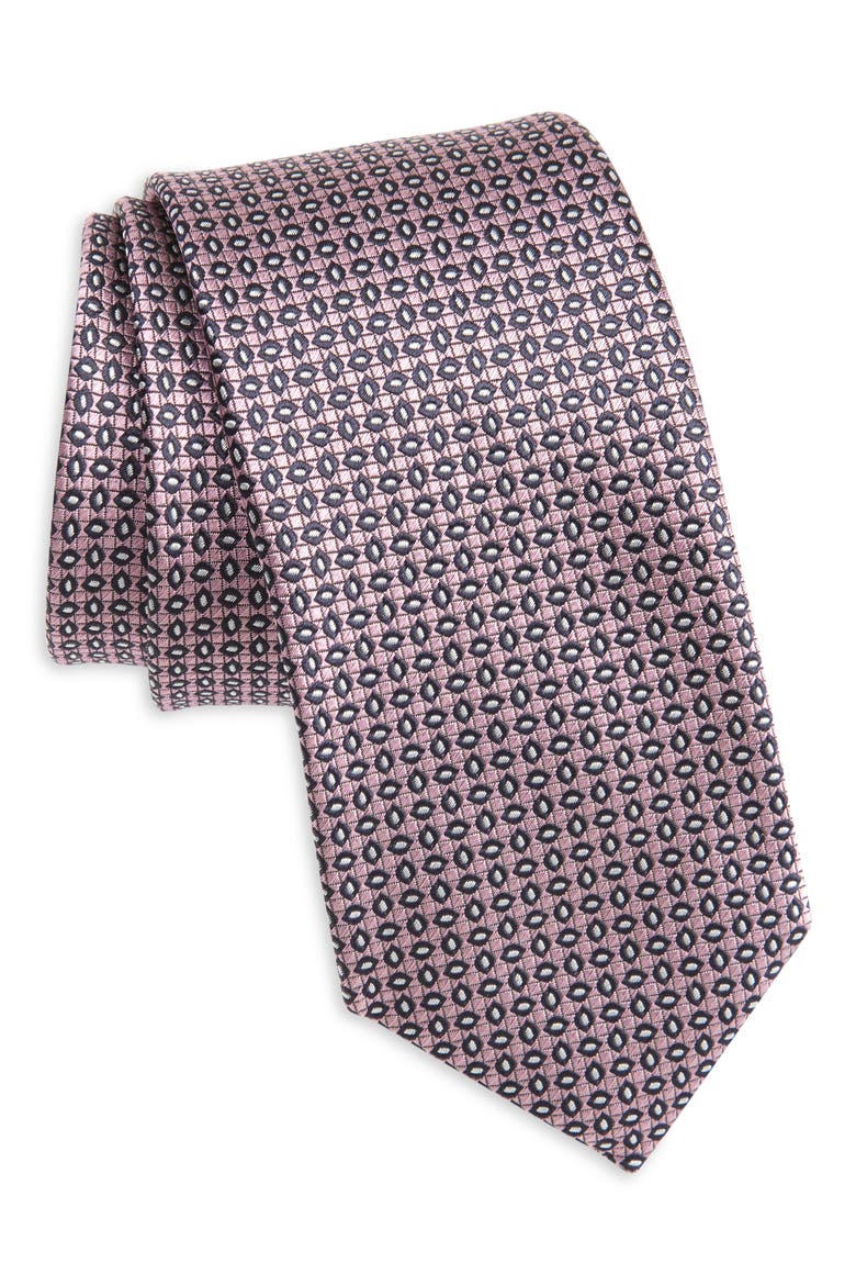 Cinque Pieghe Geo Jacquard Silk Tie, Main, color, PINK