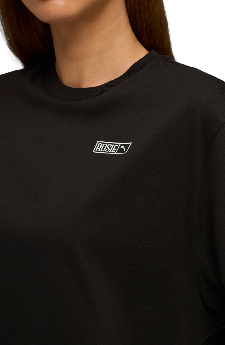 PUMA x Rosé Relaxed Fit Crop T-Shirt, Alternate, color, Puma Black