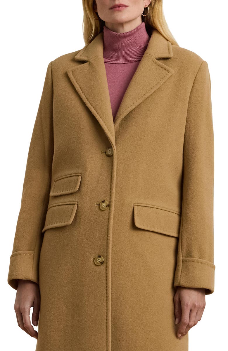 Lauren Ralph Lauren Wool & Cashmere Blend Coat, Alternate, color, Camel