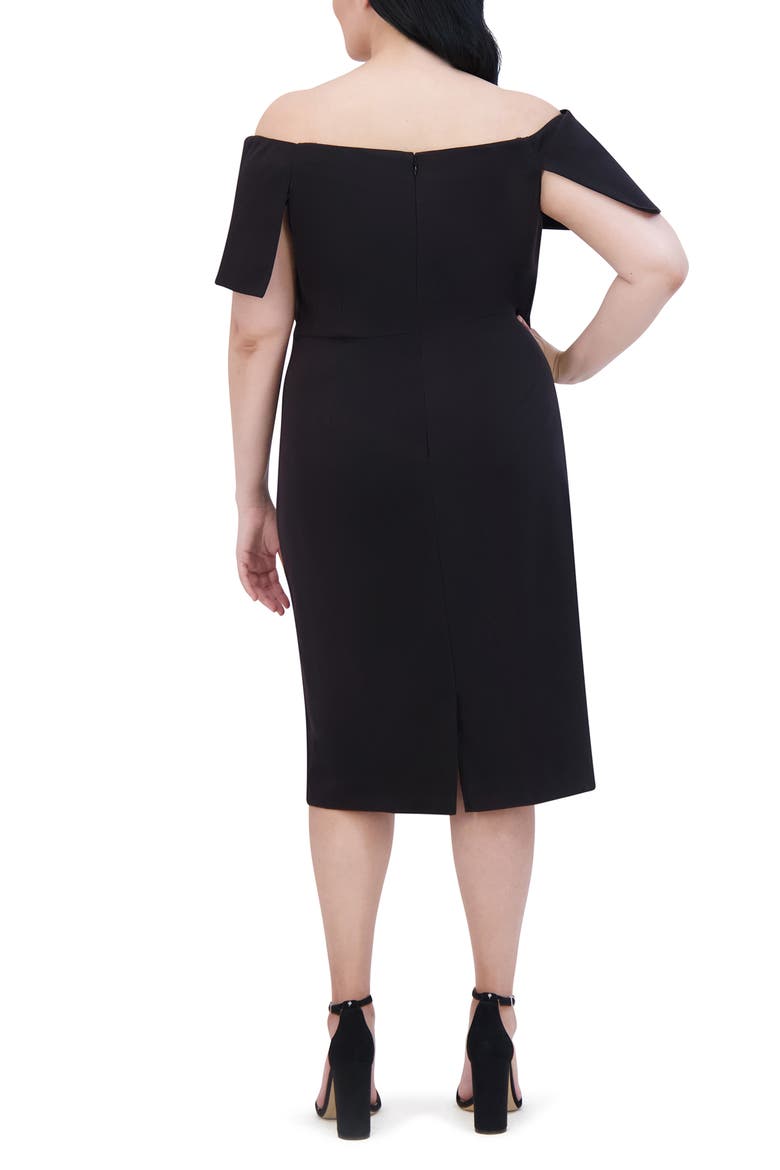 Off the Shoulder Midi Cocktail Dress, Alternate, color, BLACK