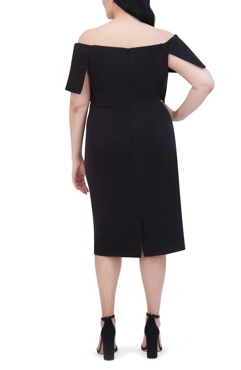 Vince Camuto Off the Shoulder Midi Cocktail Dress, Alternate, color, Black